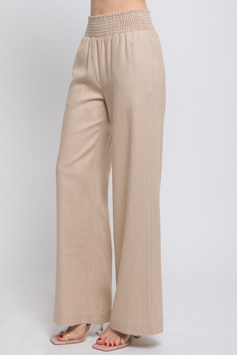 Pierside Linen Smocked Waist Beach Pant MORE COLORS