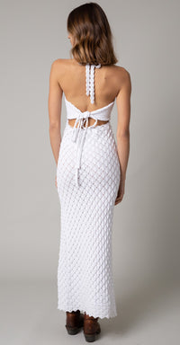 Truth or Dare White Crochet Maxi Dress