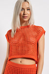 Woven Way Crochet Set Skirt and Crop Top in TOMATO