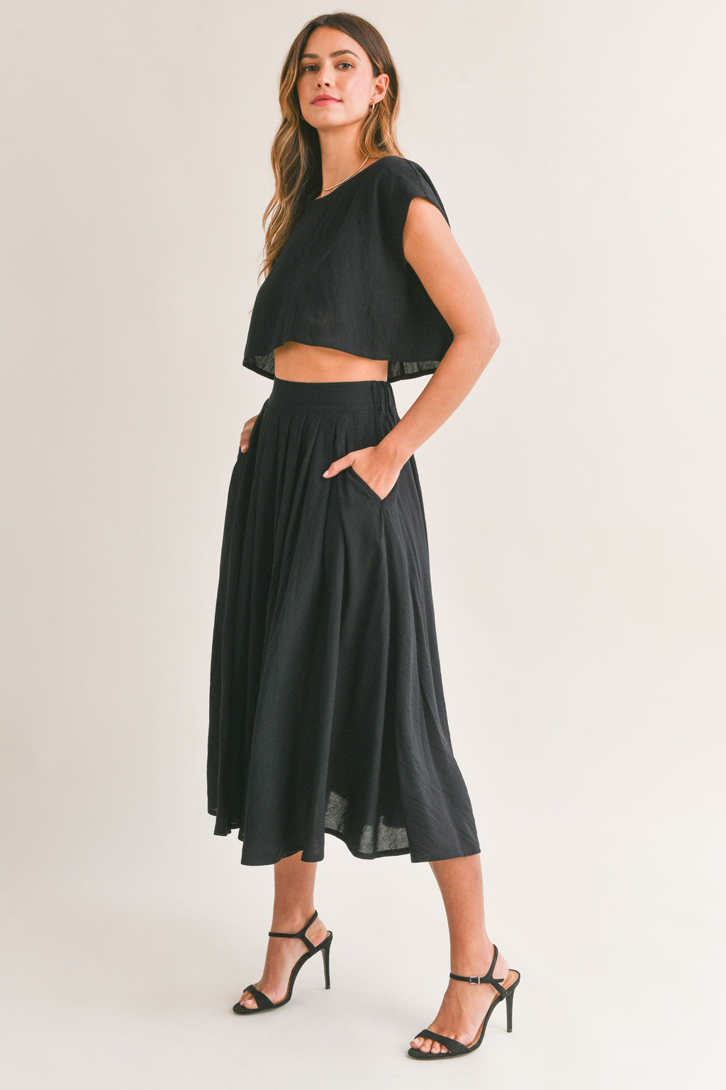 Creamsicle Two Piece Skirt Set in Black