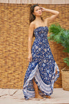 Blue for You Bohemian Strapless Dress