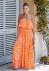 Tangerine Dream Ruffle Top Maxi Dress