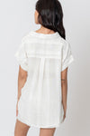 The Avenue Semi Sheer Tonal Stipre Button Down Top