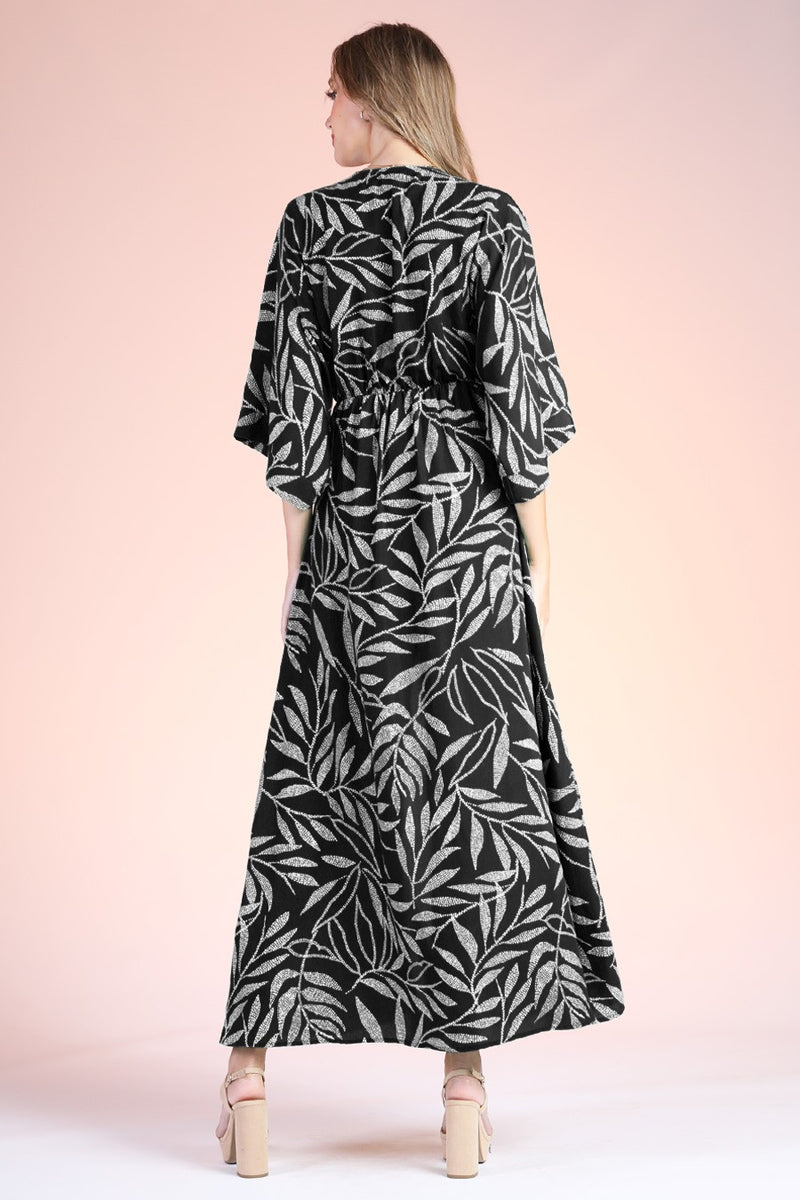 Meet me on the Lanai Leaf Print Maxi