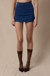 Slim Mini Skirt with Built in Shorts in Dark Denim