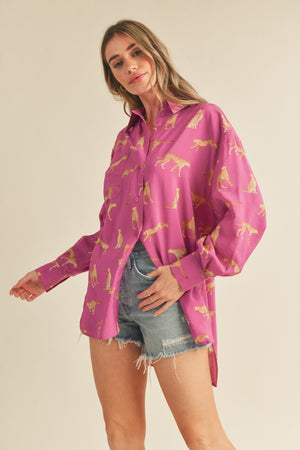 Animal Instincts Button Down Blouse
