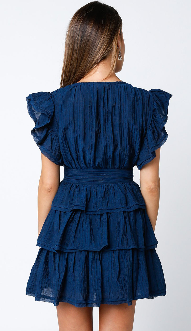 Keep the Faith Ruffle Tier Mini Dress in Navy FINAL SALE