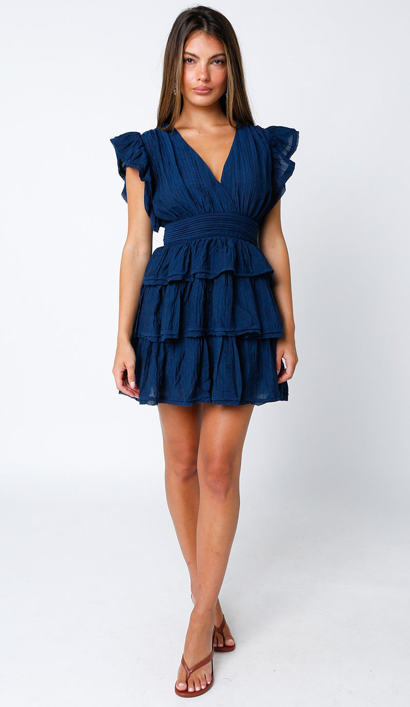 Keep the Faith Ruffle Tier Mini Dress in Navy FINAL SALE