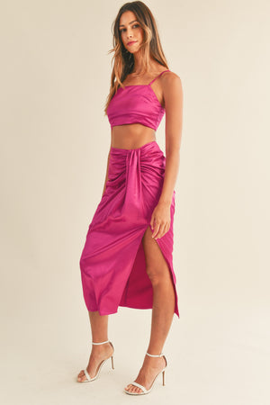 Day Dreamer Two Piece Satin Skirt and Crop Top Set FINAL SALE