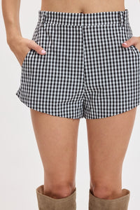 Bijou Plaid Strapless Top & Shorts Set in Black
