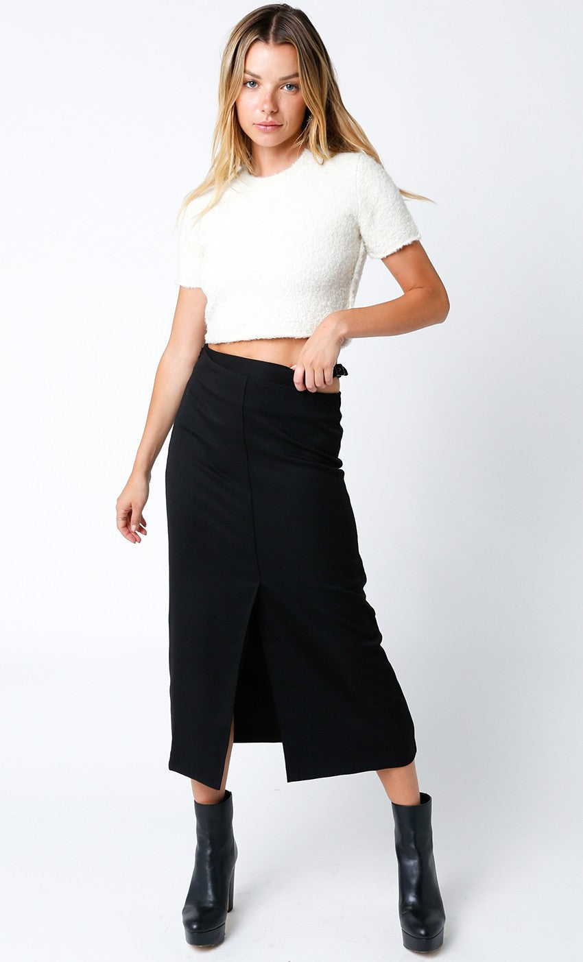 Cropped Poll Over Sweater in Ivory