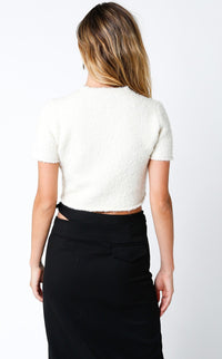Cropped Poll Over Sweater in Ivory