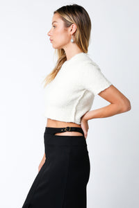 Cropped Poll Over Sweater in Ivory