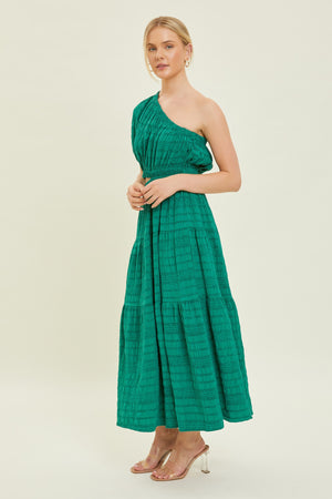 Emerald Bright One Shoulder Dress