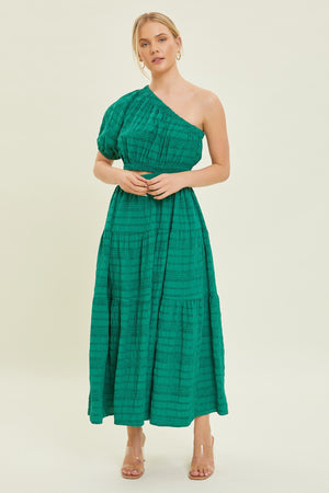 Emerald Bright One Shoulder Dress