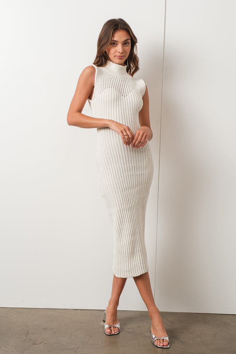 About Town Ribbed Sleeveless Midi Sweater Dress