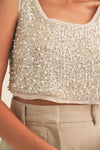 Sparkle of the Night Cropped Sequin and Pearl Top