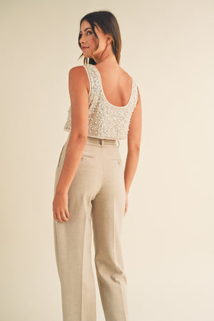 Date with Destiny Pearl and Sequin Crop Top