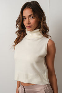 Mock Neck Crop Sweater in Ivory