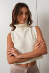Mock Neck Crop Sweater in Ivory