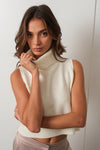 Mock Neck Crop Sweater in Ivory