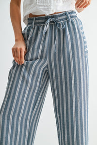 Porto Stripe Wide Leg Drawstring Pants