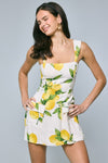 Linen Blend Picking Lemon Micro Mini Dress