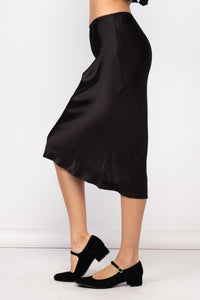 Black Satin Midi Skirt