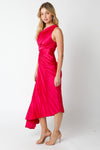 A Night to Remember One Shoulder Dress in Fuchsia