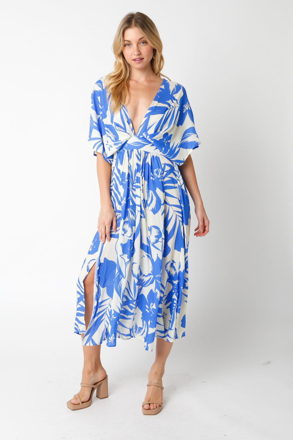 Blue Hawaii Front Slit Midi Dress