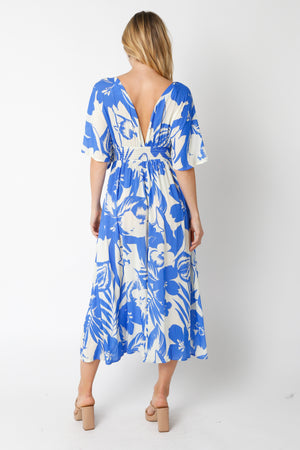 Blue Hawaii Front Slit Midi Dress