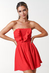 Dylan Ruffled Smocking Tube Red Babydoll Dress