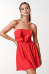 Dylan Ruffled Smocking Tube Red Babydoll Dress