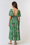 Green with Envy Printed Ruffle Top Maxi Dress