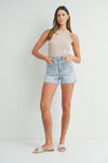 Anna Patch Pocket Short in Light Denim