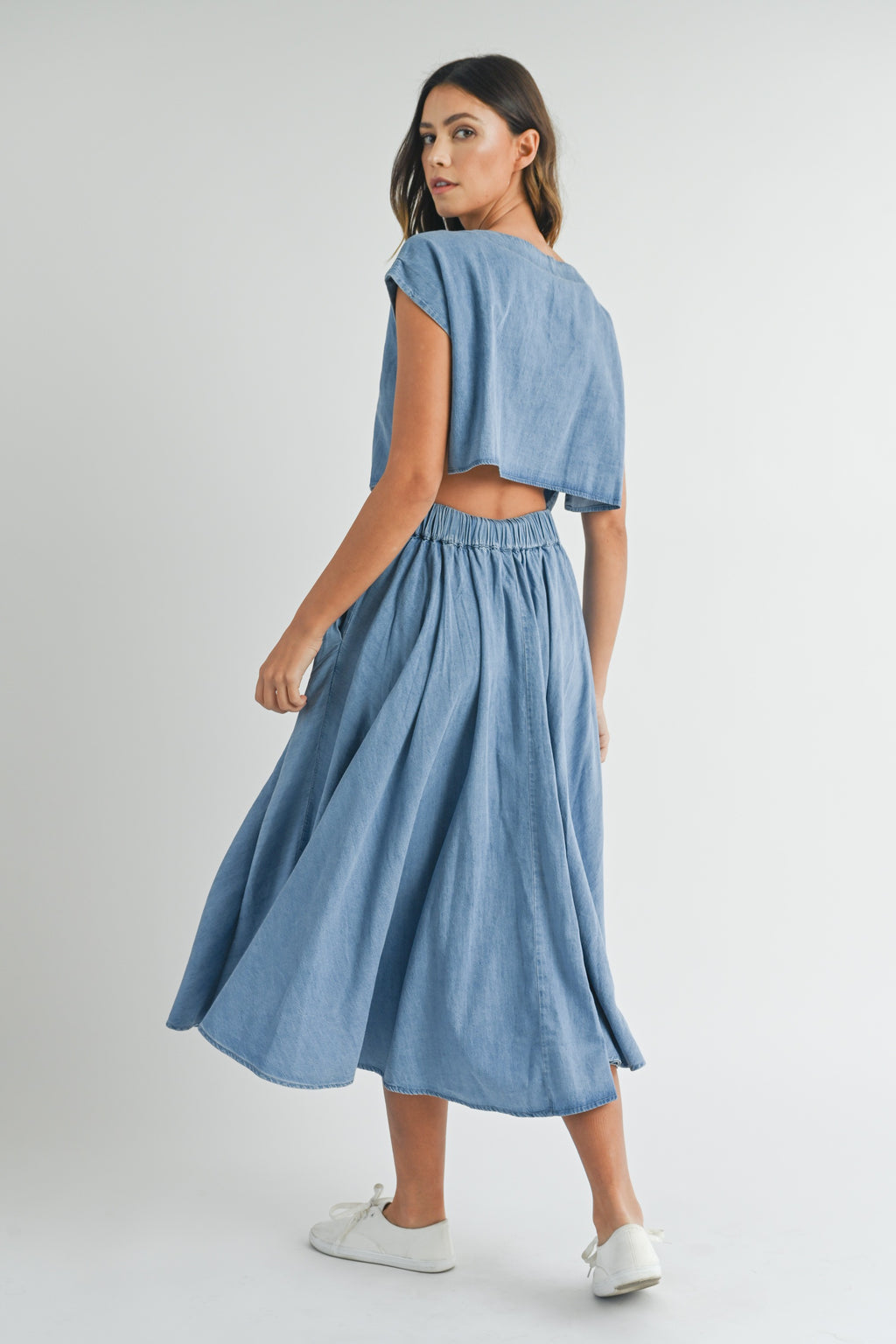 Blue Highway Denim Crop Top and Midi Skirt