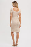 Santa Barbara Square Neck Crochet Dress in Taupe