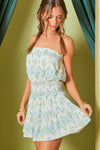 In the Mix Strapless Mini Romper Lime