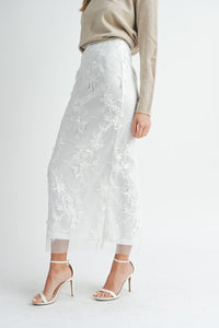 White Mesh Lace Maxi Skirt Final sale