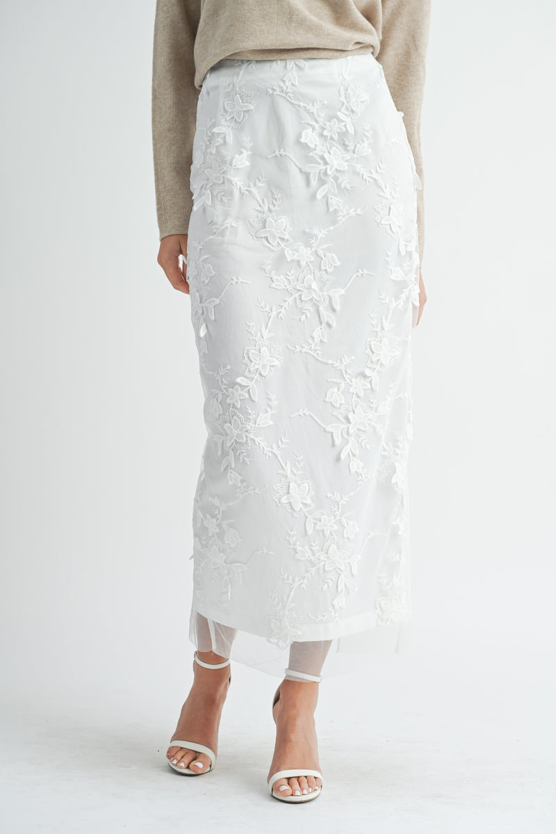 White Mesh Lace Maxi Skirt Final sale