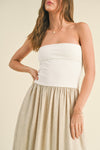 Palm Beach Two Tone Linen Blend Maxi Dress