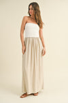 Palm Beach Two Tone Linen Blend Maxi Dress