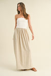 Palm Beach Two Tone Linen Blend Maxi Dress