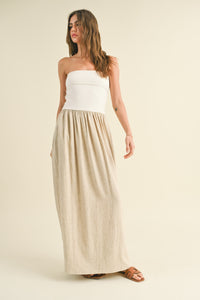 Palm Beach Two Tone Linen Blend Maxi Dress