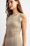 Golden Sunset Metallic Knit Midi Dress