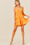 Never say Never Deep V Halter Mini Dress In Orange Crush