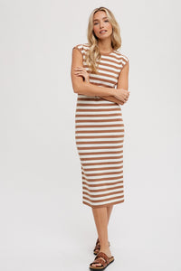 Coco Striped Midi Dress In Coco