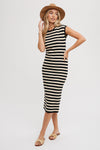 Coco Striped Midi Dress In Black