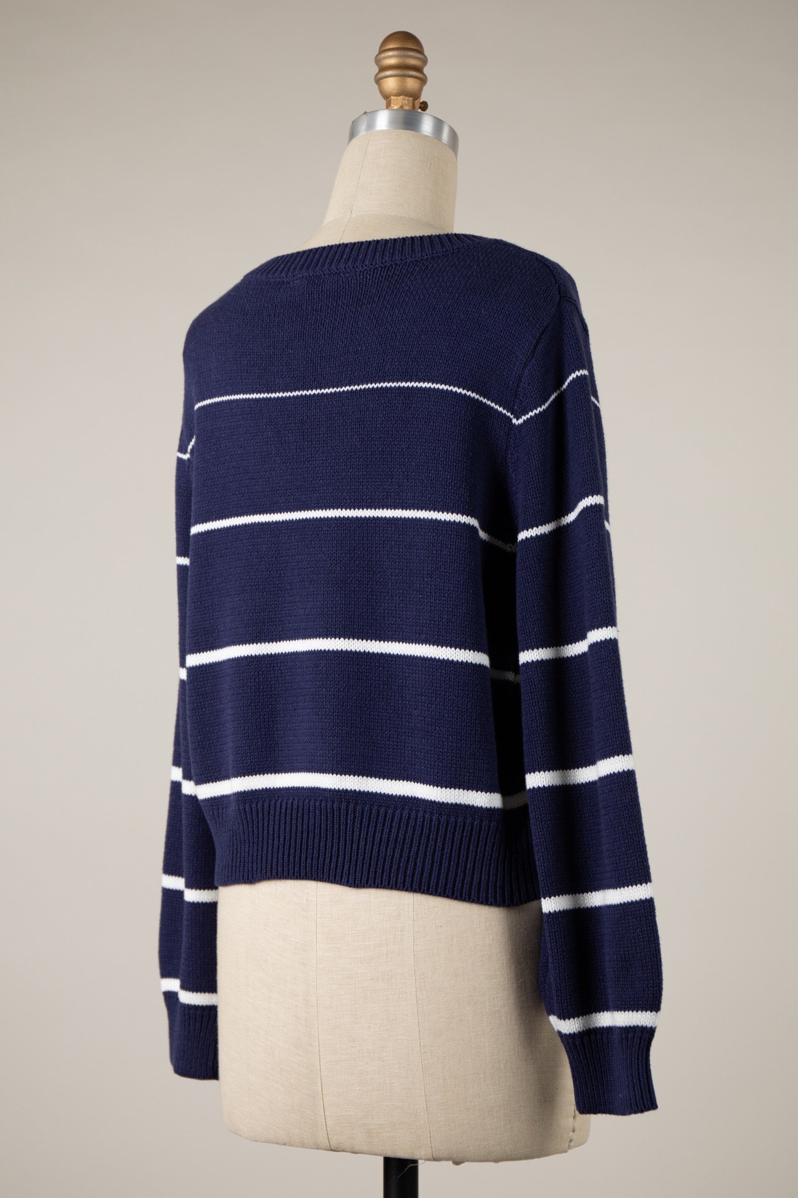 Cropped Sweater Striped in Navy