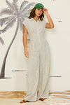 Striped Linen Cut Out back Jumpsuit